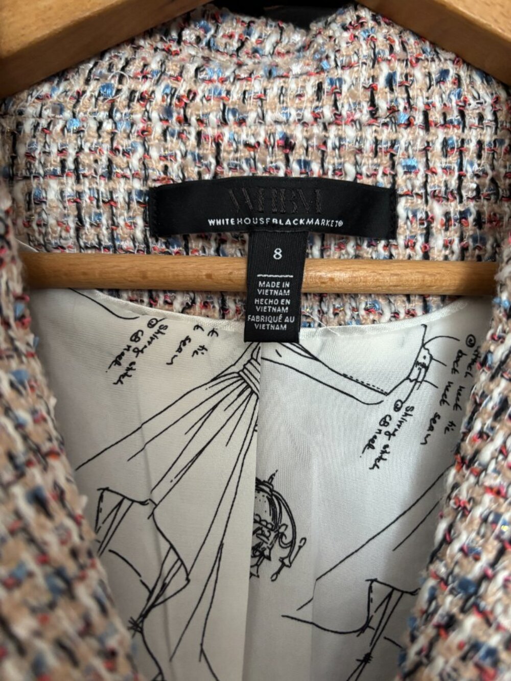 White House Black Market Tweed Studio Blazer – Multi-Color – Size 8 - Picture 6 of 14